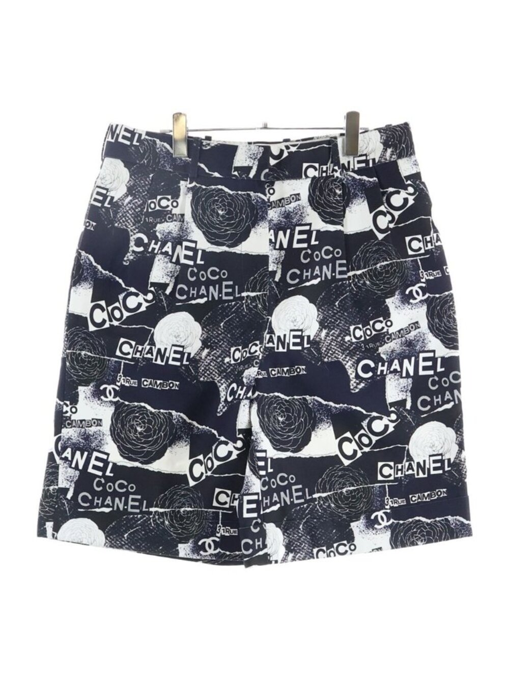 Chanel Camellia Coco Button Shorts Black White